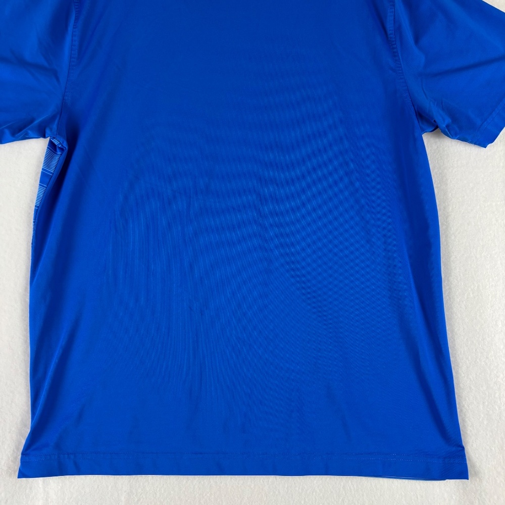 Under Armour, Blue Stripes, Loose, Heat Gear, Polo Short Sleeve, Shirt Size L - Picture 8 of 12